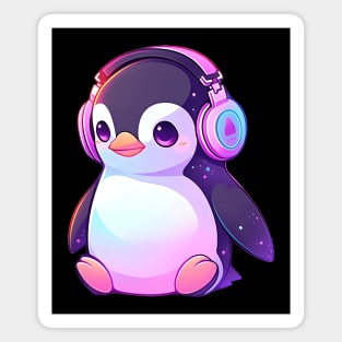 Cute Penguin With Headphones Magnet